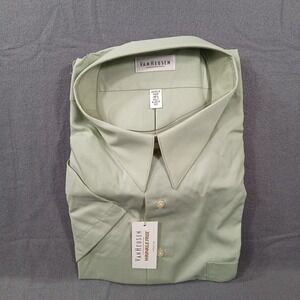 Van Heusen Dress Shirt Mens 18.5 Big Green Wrinkle Free Poplin Short Sleeve